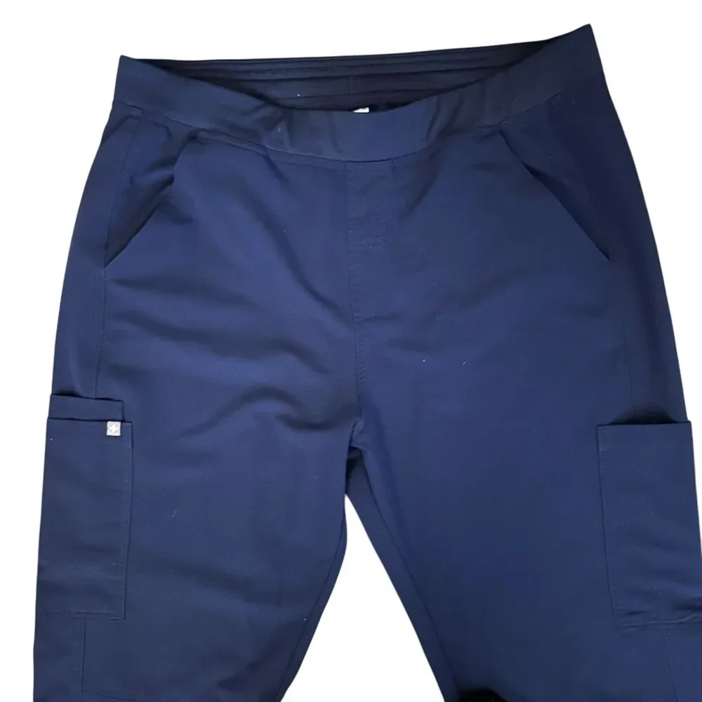 FIGS Men's Axim Navy Blue‎ Cargo Scrub Pants Elastic Waist Size XXL